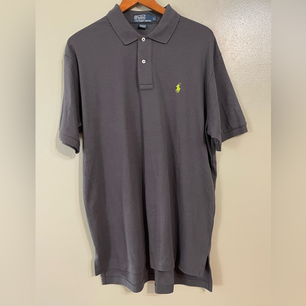 Polo by Ralph Lauren Vintage  Men's Gray Polo Shirt 100% Soft Cotton L
